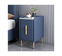 HDDNMLOH Bedroom Minimalist Small Bedside Table w/2 Drawers and 4 Metal Legs Luxury Wood Nightstand Storage Cabinet Free Installation Sofa Bed Narrow End Side Table, 55 * 35 * 30CM (Color : Navy BLU
