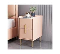 HDDNMLOH Bedroom Minimalist Small Bedside Table w/2 Drawers and 4 Metal Legs Luxury Wood Nightstand Storage Cabinet Free Installation Sofa Bed Narrow End Side Table, 55 * 35 * 30CM (Color : Light Pi