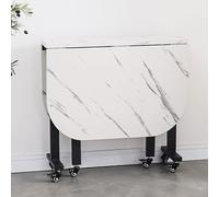 HDDNMLOH Foldable Dining Table with Thickened Plate 6 Wheels Space Saving Design Carbon Steel Bracket Supports 200Kg (Color: C Size: 120x100x75cm)