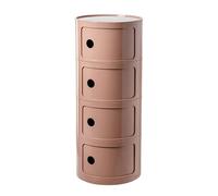 HDDNMLOH Modern Pink Round Bedside Table with Storage Drawer Stackable Nightstand Unit Combination for Bedroom Office Bathroom Living Room Corner Storage End Table with 4 Tiers