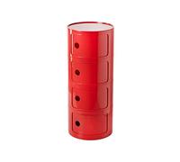 HDDNMLOH Modern Red Round Bedside Table with Storage Drawer Stackable Nightstand Unit for Bedroom Office Bathroom Corner Storage End Table with 4 Tiers