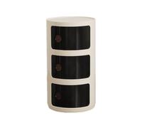 HDDNMLOH Modern Round Bedside Table with Drawer Storage Stackable Nightstand Unit for Bedroom Office Bathroom End Table with Corner Storage Contemporary Side Cabinet for Living Room 3 Tiers