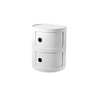HDDNMLOH Modern Round Bedside Table with Storage Drawer Stackable Nightstand Unit for Bedroom/Living Room/Office White 2 Tiers