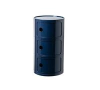 HDDNMLOH Modern Round Bedside Table with Storage Drawer Stackable Nightstand Unit for Bedroom Living Room or Office Corner Storage End Table with 3 Tiers Navy Blue Color