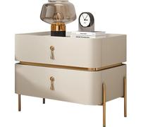 HDDNMLOH Modern Solid Wood Nightstand,Mid-Century Faux Marble PU Leather Side Tables,with 2-Drawer Spacious Side Table Nightstand,Metal Legs,for Bedroom Living Room Small Space Bedside Table (Color