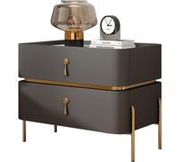 HDDNMLOH Modern Solid Wood Nightstand,Mid-Century Faux Marble PU Leather Side Tables,with 2-Drawer Spacious Side Table Nightstand,Metal Legs,for Bedroom Living Room Small Space Bedside Table (Color