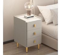 HDDNMLOH Narrow Storage Cabinet with Artificial Leather Wrapped Rock Slab Desktop Simple Wooden Bedside Table for Ultra Narrow Bedroom 30x40x60cm Light Gray