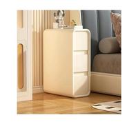 HDDNMLOH Night Stand Narrow Nightstand 3 Drawer Bedside Table w/Microfiber Leather Wrapped Ultra-Narrow Slim Night Stand Solid Wood End Side Table Bedroom Cabinet (Color : Beige, Size : 35x40x58cm)