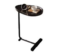 HDDNMLOH Oval Coffee Table for Small Spaces Black C Shaped End Table for Living Room Bedroom Office Compact Laptop Desk and Telephone Stand (45 * 30 * 70cm)