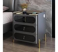 HDDNMLOH Smart Bedside Table with Combination Lock Wireless Charging LED Lights USB Port and Bluetooth Speaker Multifunctional Smart LED Side Table for Bedroom and Living Room