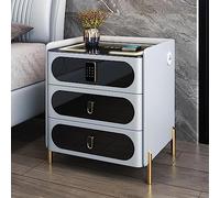 HDDNMLOH Smart Bedside Table with Combination Lock Wireless Charging LED Lights USB Port and Bluetooth Speaker Multifunctional LED Side Table for Bedroom and Living Room