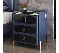 HDDNMLOH Smart Bedside Table with Combination Lock Wireless Charging LED Lights USB Port and Bluetooth Speaker Multifunctional Smart LED Side Table for Bedroom and Living Room