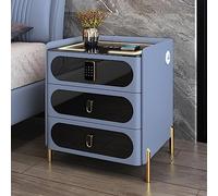 HDDNMLOH Smart Bedside Table with Combination Lock Wireless Charging LED Lights USB Port Bluetooth Speaker Multifunctional LED Side Table for Bedroom and Living Room 3 Color Options