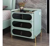HDDNMLOH Smart Bedside Table with Combination Lock Wireless Charging LED Lights USB Port Bluetooth Speaker Multifunctional Side Table for Bedroom and Living Room