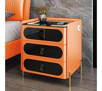 HDDNMLOH Smart Bedside Table with Combination Lock Wireless Charging LED Lights USB Port Bluetooth Speaker Multifunctional LED Side Table for Bedroom and Living Room 3 Colors
