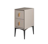 HDDNMLOH Ultra Narrow Nightstand Bedside Table W/ 2 Drawer Leather Tall End Side Table Solid Wood Bedside Cabinet for Small Space Furniture (Color : B, Size : 25x40x50cm)