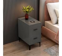 HDDNMLOH White Bedroom Narrow Nightstand with Drawers Modern Small Bedside Table with Storage Charging Station and Light Easy Assembly Space-Saving Wood Side Table 2 Drawers
