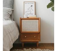 HDDNMLOH Without Lights Rattan Nightstand,Wood Bedside Table, Bedside Tables with Solid Wood Legs and Large Storage Space,Side Table with 2 Drawers Storage Cabinet for Bedroom (Color : B)