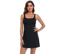 HDE - Vestido deportivo de entrenamiento para mujer con pantalones cortos integrados, sin mangas, ideal para golf y tenis, M