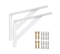 HDEYRSX 2 Pcs Soportes para Estantes Pesados de Pared,Escuadra para Estanterías,Soportes para Estantes Triangulares de 90 Grados Angular para Cocina Libros Estante,con Tornillos (300mm x 185mm,Blanco)