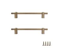HDEYRSX 2 Piezas Manijas de Puerta de Armarios,Tiradores para Muebles de Cocina,Pomos para Cajones,Manillas de Latón Para Cómodas,Perillas para Gabinetes,Incluye Tornillos,Bronce (Longitud 184mm)