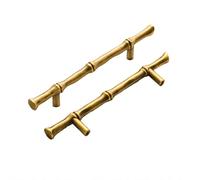 HDEYRSX 2 Piezas Manijas para Muebles de Cocina,Manijas de Puerta del Gabinete de Latón,Tiradores de Armario en Forma de T,Perillas de Cajones,Pomos para Aparador,con Tornillos (longitud 205mm,Bronce)