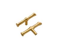 HDEYRSX 2 Piezas Manijas para Muebles de Cocina,Manijas de Puerta del Gabinete de Latón,Tiradores de Armario en Forma de T,Perillas de Cajones,Pomos para Aparador,con Tornillos (longitud 85mm,Oro)