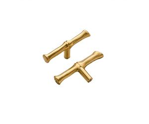 HDEYRSX 2 Piezas Manijas para Muebles de Cocina,Manijas de Puerta del Gabinete de Latón,Tiradores de Armario en Forma de T,Perillas de Cajones,Pomos para Aparador,con Tornillos (longitud 85mm,Oro)