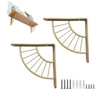 HDEYRSX 2 Piezas Soportes de Estantería en Forma de Abanico,Soportes para Estantes de Pared,Escuadra para Estanterías,para Cocina Libros Salón,para Almacenamiento,Con Tornillos (30CM,Dorado)
