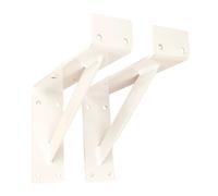 HDEYRSX 2 Piezas Soportes para Estantes de Pared,Escuadra para Estanterías Flotante con Borde,Soportes para Estanterías Pesados de Metal para Cocina Libros,con Tornillos (37cm,Blanco)