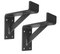 HDEYRSX 2 Piezas Soportes para Estantes de Pared,Escuadra para Estanterías Flotante con Borde,Soportes para Estanterías Pesados de Metal para Cocina Libros,con Tornillos (42cm,Negro)