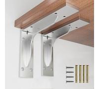 HDEYRSX 2 Piezas Soportes para Estantes Flotante,Escuadra para Estanterías Pesados,Escuadras Metalicas de L,Soporte para Estanterías de Pared para Cocina Libros,con Tornillos (340mm,Plateado)