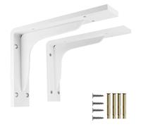 HDEYRSX 2 Piezas Soportes para Estantes Flotante,Escuadra para Estanterías Pesados,Escuadras Metalicas de L,Soporte para Estanterías de Pared para Cocina Libros,con Tornillos (290mm,Blanco)