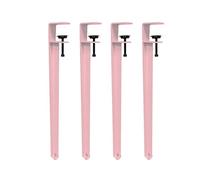 HDEYRSX 4 patas de metal para mesa, patas de muebles en forma de F, patas de hierro para encimera, diseño sin perforaciones para proteger el escritorio, con protectores de suelo (rosa, 40 cm)