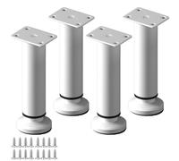 HDEYRSX 4 Pcs de Pies de Muebles de Metal,Pies de Mesa Ajustables,Piernas de Soporte para Sofá,Cama,Armario,Gabinetes de TV,Escritorio,Aparadores,Mesita de Noche,con Tornillos (15cm,Blanco)