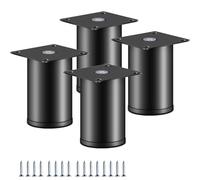 HDEYRSX 4 Pcs Patas para Muebles de Metal Pies de Soporte de Mesa,Patas de Repuesto de Acero Inoxidable para Sofá,Armario,Gabinetes de TV,Cajones,Mesita de Noche,con Tornillos (5cm,Negro)