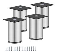 HDEYRSX 4 Pcs Patas para Muebles de Metal Pies de Soporte de Mesa,Patas de Repuesto de Acero Inoxidable para Sofá,Armario,Gabinetes de TV,Cajones,Mesita de Noche,con Tornillos (8cm,Plata)