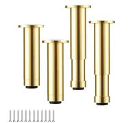 HDEYRSX 4 Pcs Patas para Muebles Regulables,Pies Ajustables para Mesa,Piernas de Aleación de Aluminio,para Sofá,Mesitas de Noche,Escritorio,Muebles de TV,Gabinete,con Tornillos (8cm,Dorado)