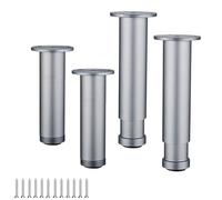 HDEYRSX 4 Pcs Patas para Muebles Regulables,Pies Ajustables para Mesa,Piernas de Aleación de Aluminio,para Sofá,Mesitas de Noche,Escritorio,Muebles de TV,Gabinete,con Tornillos (8cm,Gris)