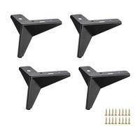 HDEYRSX 4 Pcs Patas para Muebles Triangulares Patas para Mesas de Metal,Pies de Repuesto para Sofás,Cama,Gabinetes de TV,Mesita de Noche,Sillas y Armarios,con Tornillos (130mm,Negro-A)