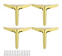 HDEYRSX 4 Pcs Patas Triangulares de Metal para Muebles,Patas para Mesas,Pies de Repuesto para Sofás,Armario,Gabinetes de TV,Cajones,Mesita de Noche, Sofás,Camas,con Tornillos (13cm,Dorado)