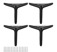 HDEYRSX 4 Pcs Patas Triangulares de Metal para Muebles,Patas para Mesas,Pies de Repuesto para Sofás,Armario,Gabinetes de TV,Cajones,Mesita de Noche, Sofás,Camas,con Tornillos (15cm,Negro)