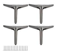 HDEYRSX 4 Pcs Patas Triangulares de Metal para Muebles,Patas para Mesas,Pies de Repuesto para Sofás,Armario,Gabinetes de TV,Cajones,Mesita de Noche, Sofás,Camas,con Tornillos (12cm,Negro Brillante)