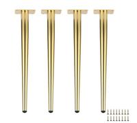 HDEYRSX 4 Piezas Patas de Mesas Regulables Pies para Muebles Cónico,Piernas de Soporte para Sofás Cama Silla Escritorio Cocina Gabinete Armario,con Tornillos (Oro,30cm)