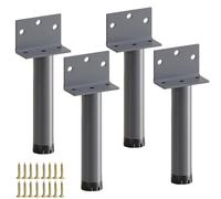 HDEYRSX 4 Piezas Patas para Muebles Altura Regulables,Patas de Mesa de Metal,Pies de Repuesto para Sofá,Cama,Gabinete,Escritorio,Encimera de Comedor,con Tornillos (30cm,Gris)