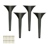 HDEYRSX 4X Patas de Muebles de Altura Ajustable, Pies de Metal para Mesa,Patas de Repuesto de Soporte para Sofá,Marco de Mesa,Armario,Escritorio,Estantes,Silla,con Tornillos (25cm,Negro)