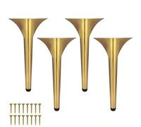 HDEYRSX 4X Patas de Muebles de Altura Ajustable, Pies de Metal para Mesa,Patas de Repuesto de Soporte para Sofá,Marco de Mesa,Armario,Escritorio,Estantes,Silla,con Tornillos (30cm,Dorado)