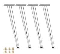HDEYRSX 4X Patas Inclinadas para Muebles,Patas de Mesa de Metal,Pies de Sofá Cónicas,Piernas de Repuesto para Armario,Gabinetes de TV,Cajones,Mesita de Noche,con Tornillos,Plata (45cm)