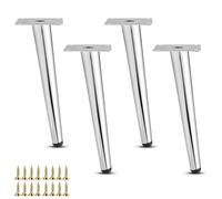 HDEYRSX 4X Patas Inclinadas para Muebles,Patas de Mesa de Metal,Pies de Sofá Cónicas,Piernas de Repuesto para Armario,Gabinetes de TV,Cajones,Mesita de Noche,con Tornillos,Plata (25cm)