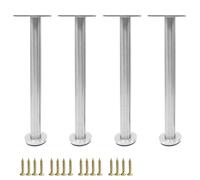 HDEYRSX 4X Patas para Muebles Altura Regulables,Patas de Soporte de Acero Inoxidable para Mesa,Pies Ajustables,per Armario,Gabinetes, Mesita de Noche,Sofás,Camas,con Tornillos (Plata,40cm)